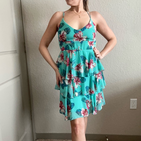 Guess Floral Backless Tie Back Sleeveless Chiffon Mini Dress - Picture 7 of 10